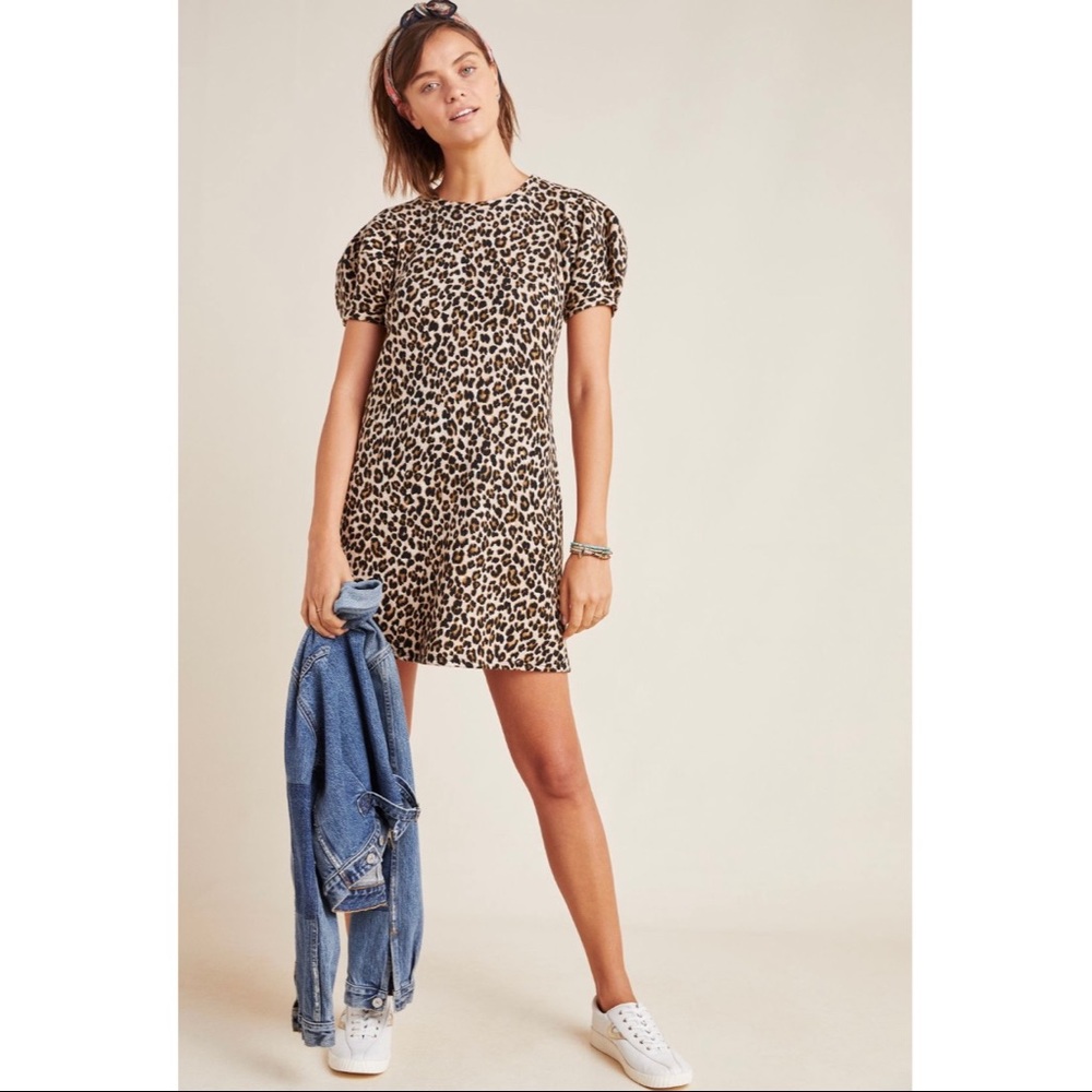 Anthropologie Leopard Print Mini Dress